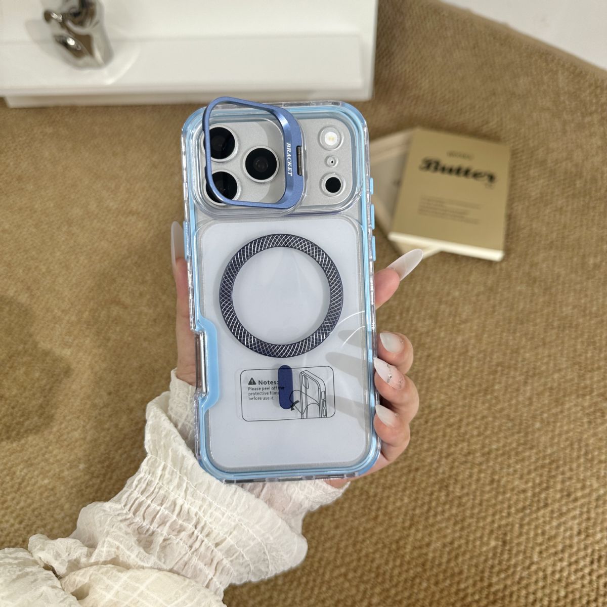 iPhone 18 Pro Max phone case, stand function, transparent