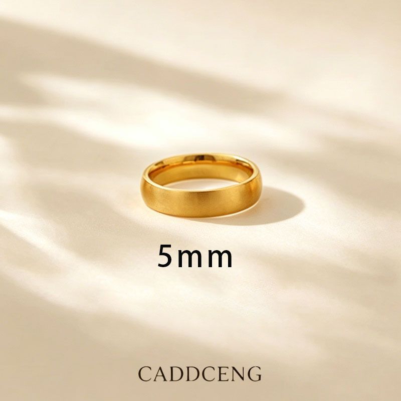 Minimalistischer Titanstahl-Ring für Damen, 18K Gold gebürstet