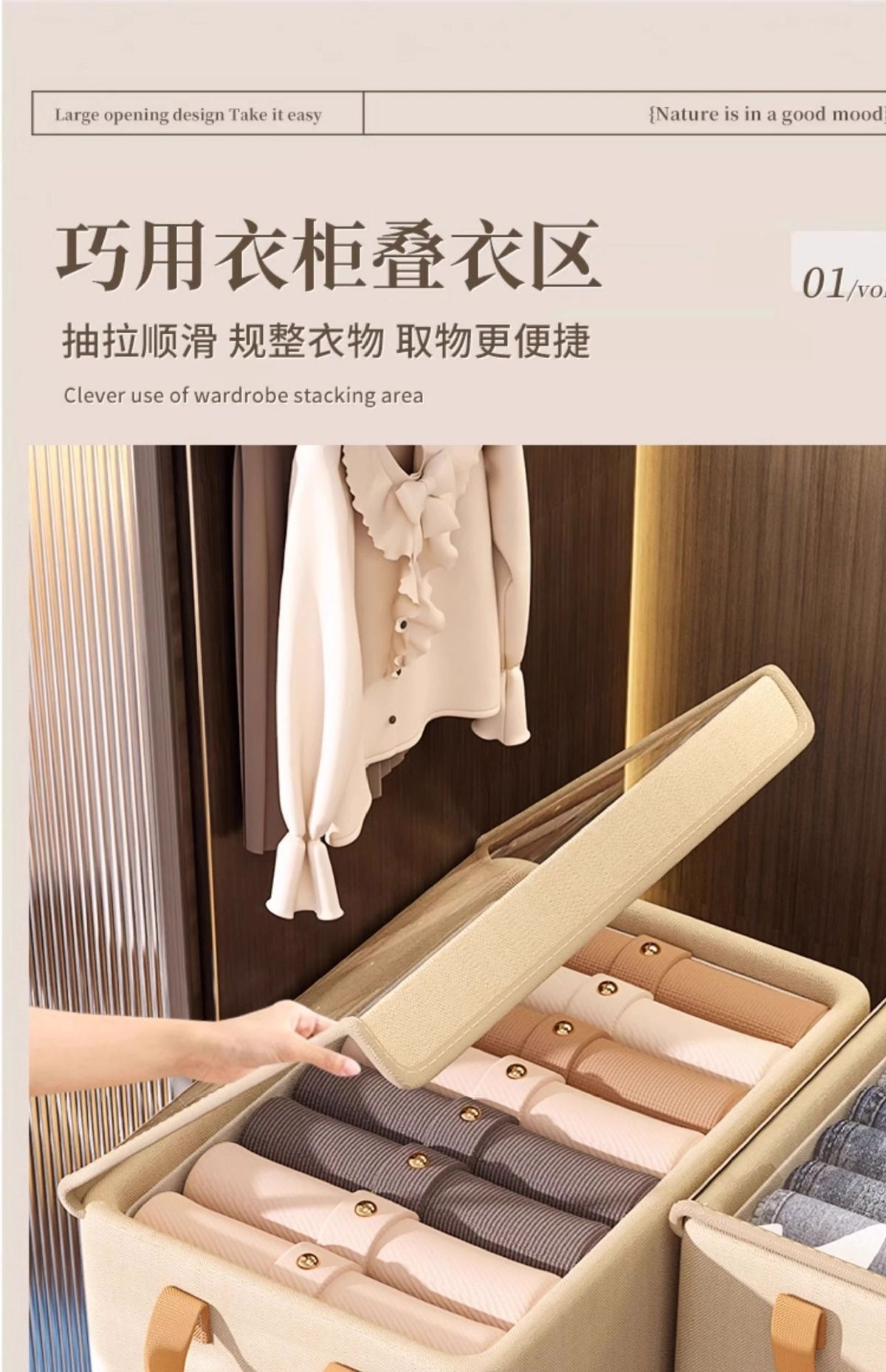 牛津布透明带盖钢架收纳箱可折叠家用卧室衣柜衣服裤储物整理收纳