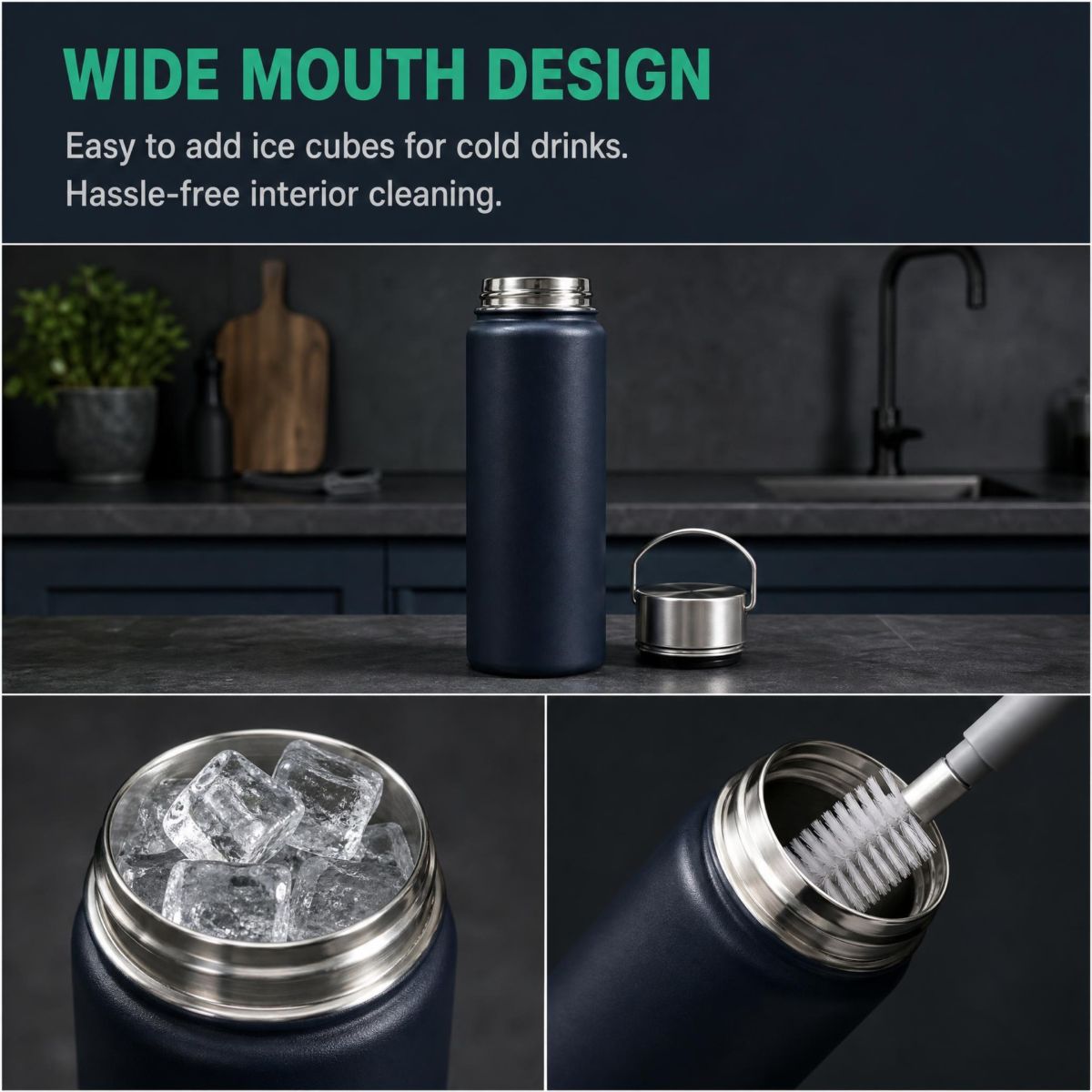 Vacuum Stainless Steel Sports Water Bottle 304 Wide Mouth