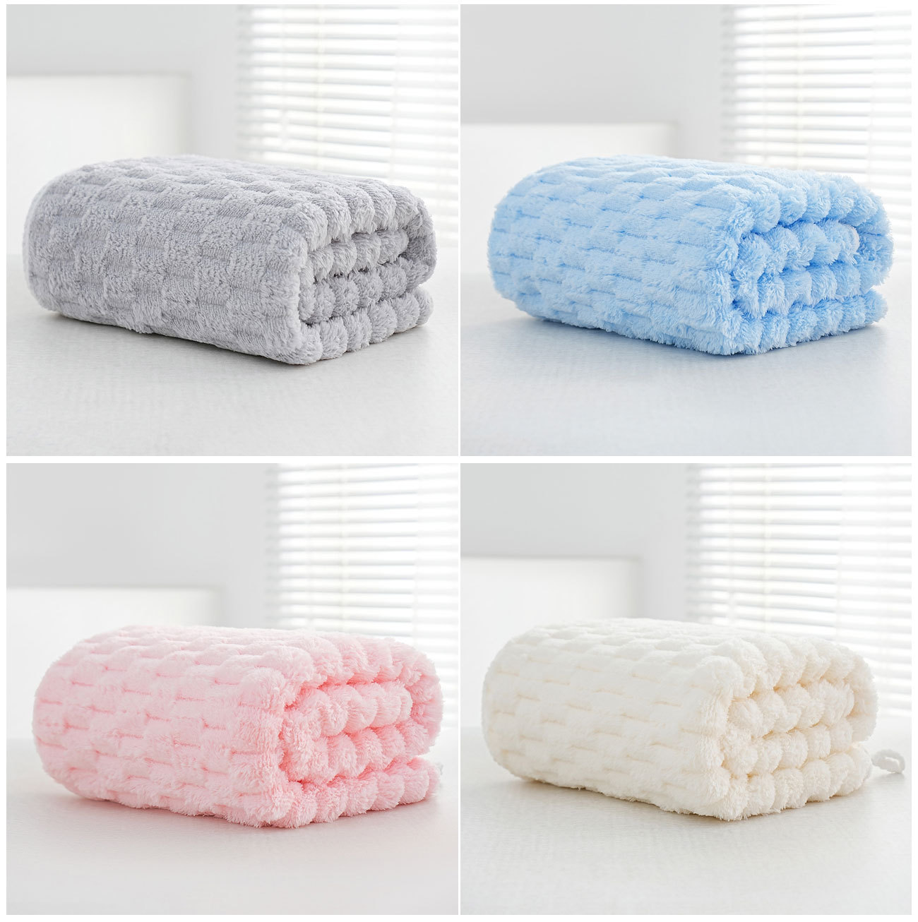 Coral fleece bath towel set, cloud pattern, quick-drying