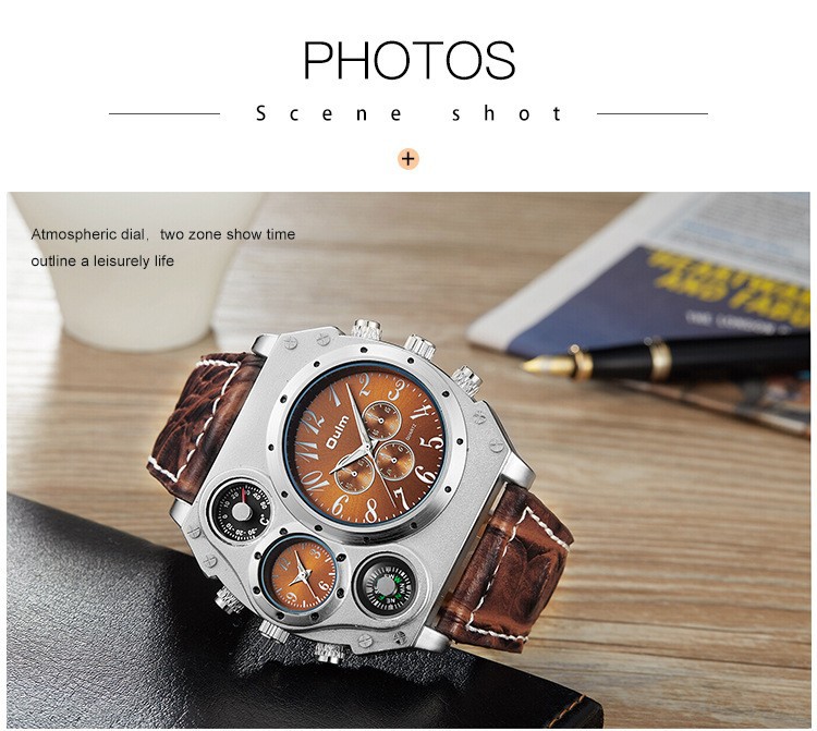 OULM Herrenarmbanduhr, Multi-Zeitzonen, großes Zifferblatt, HP1349