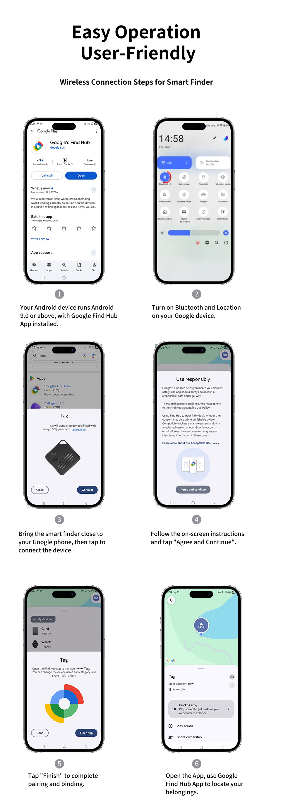 findHUB Bluetooth cihaz takip cihazı, Android uyumlu