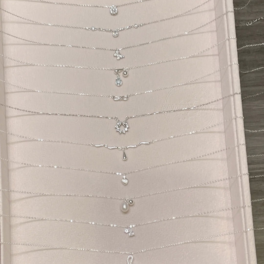 S925 Silber Zirkonia Halskette Damen, Schlüsselbein Kette, leicht luxuriös