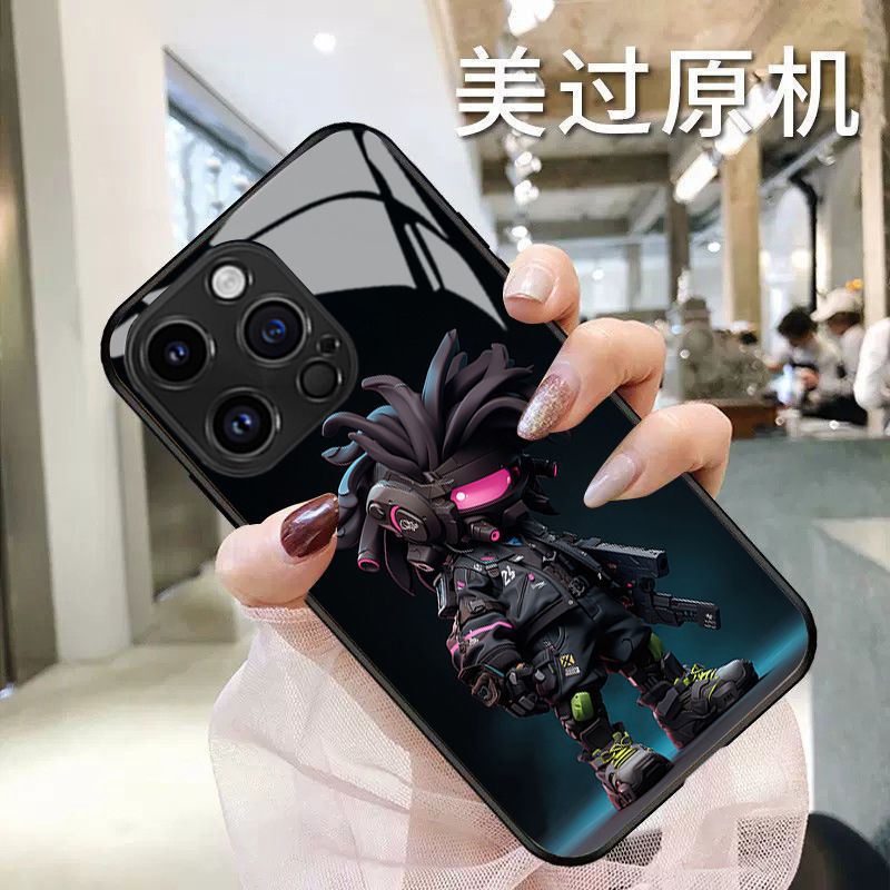 iPhone 17 Pro Max kılıfı, cyberpunk deseni, cam, trendy tasarım