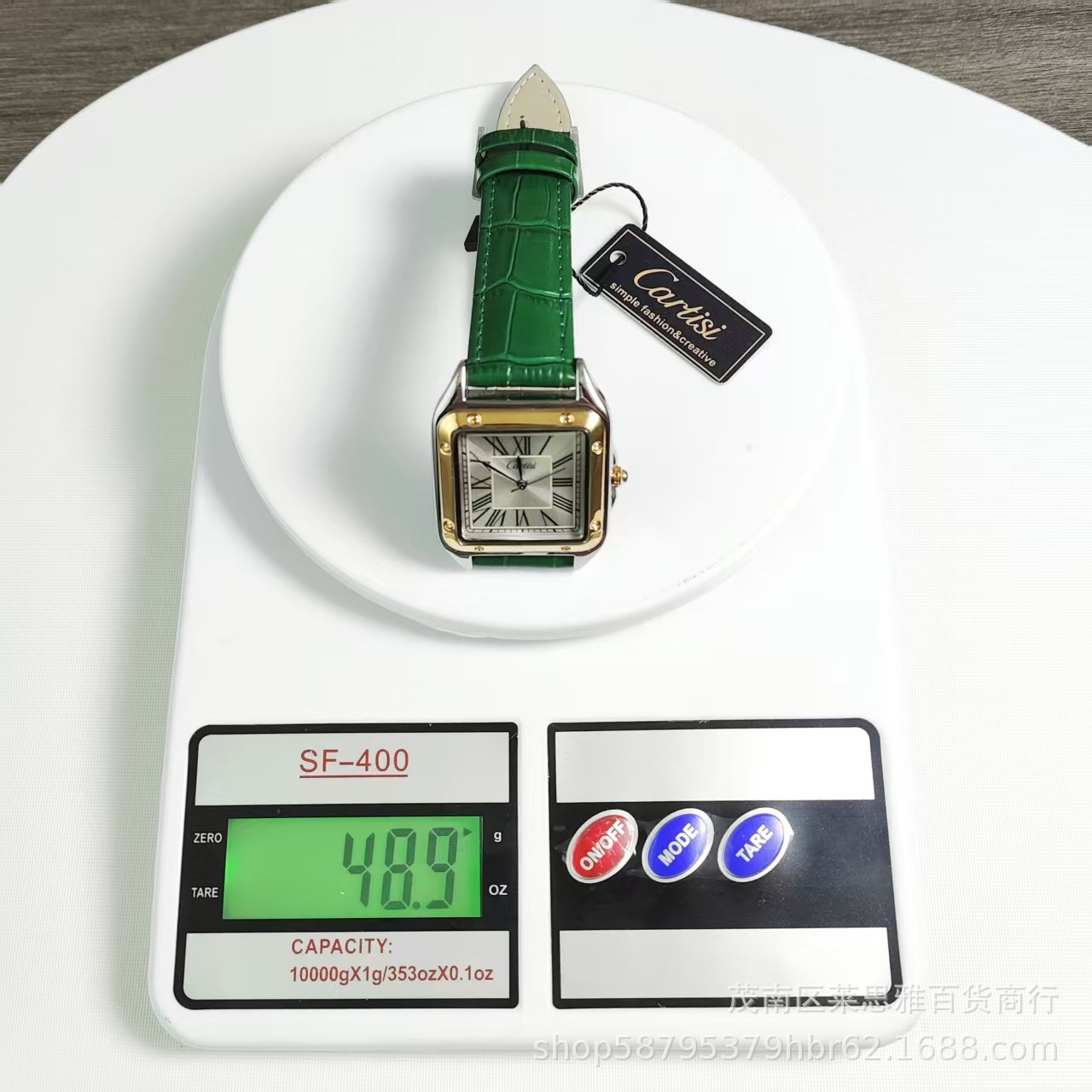 Cartisi men's wristwatch, square, roman numerals, leather strap