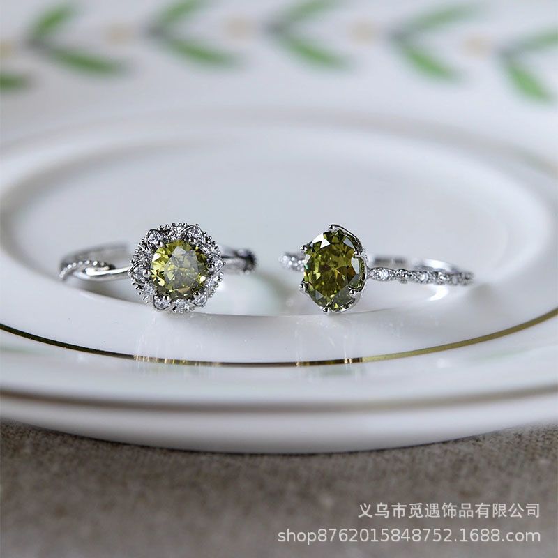 Vintage sparkle zircon open ring for women