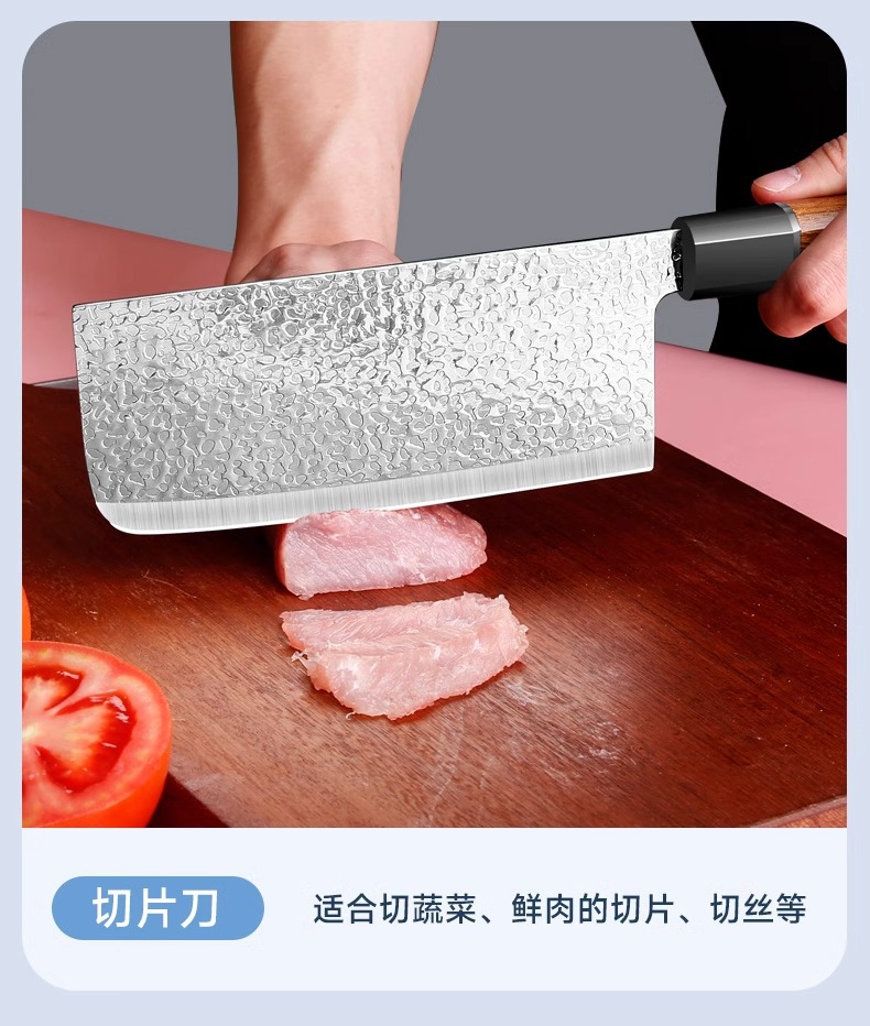 Dövme paslanmaz çelik mutfak bıçak seti, şef ve santoku bıçakları