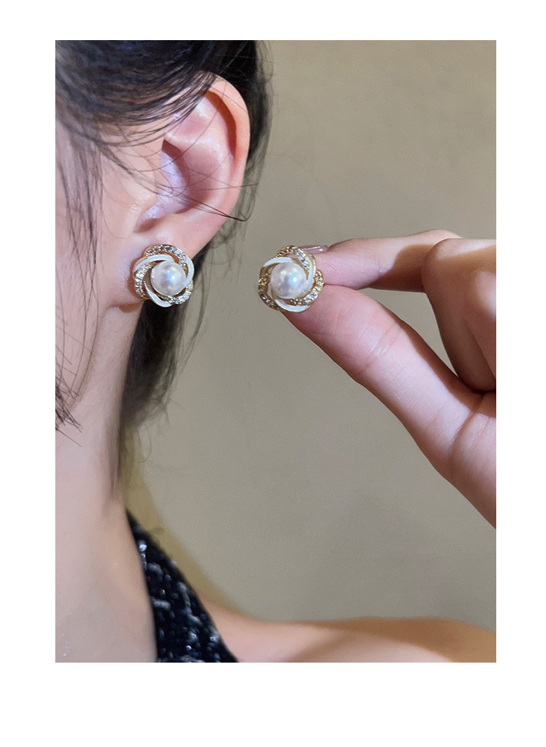 925 Silver Stud Earrings Women French Style Luxury Elegant