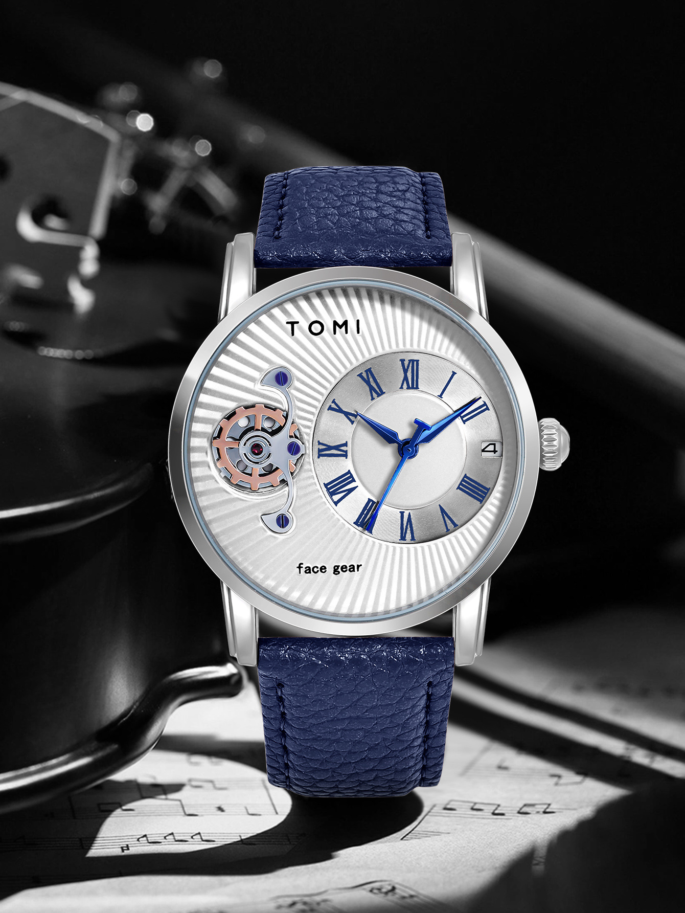 TOMI Face Gear Erkek Saati Kuvars Deri
