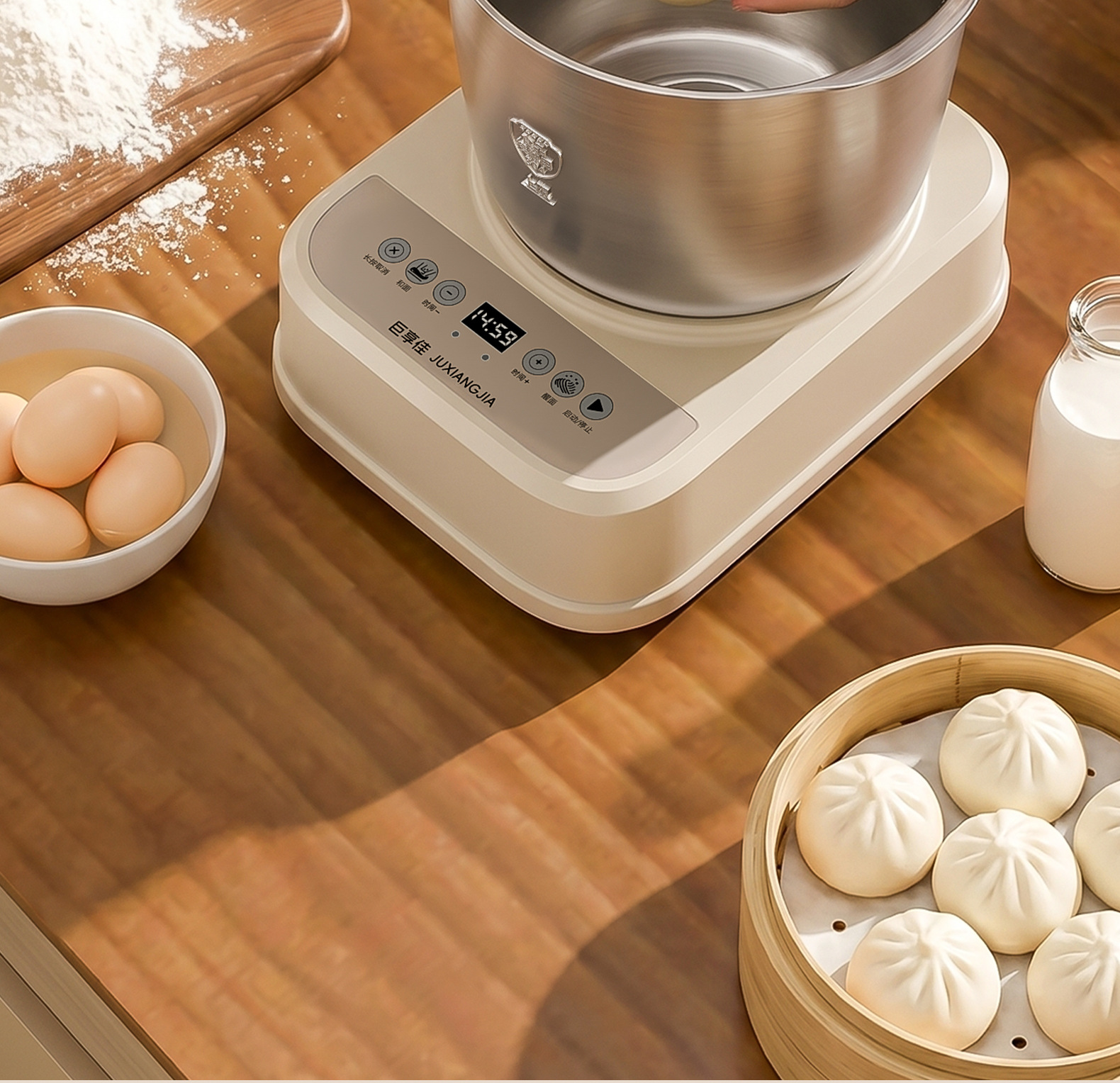 Fully automatic dough mixer, stainless steel, 220V, household