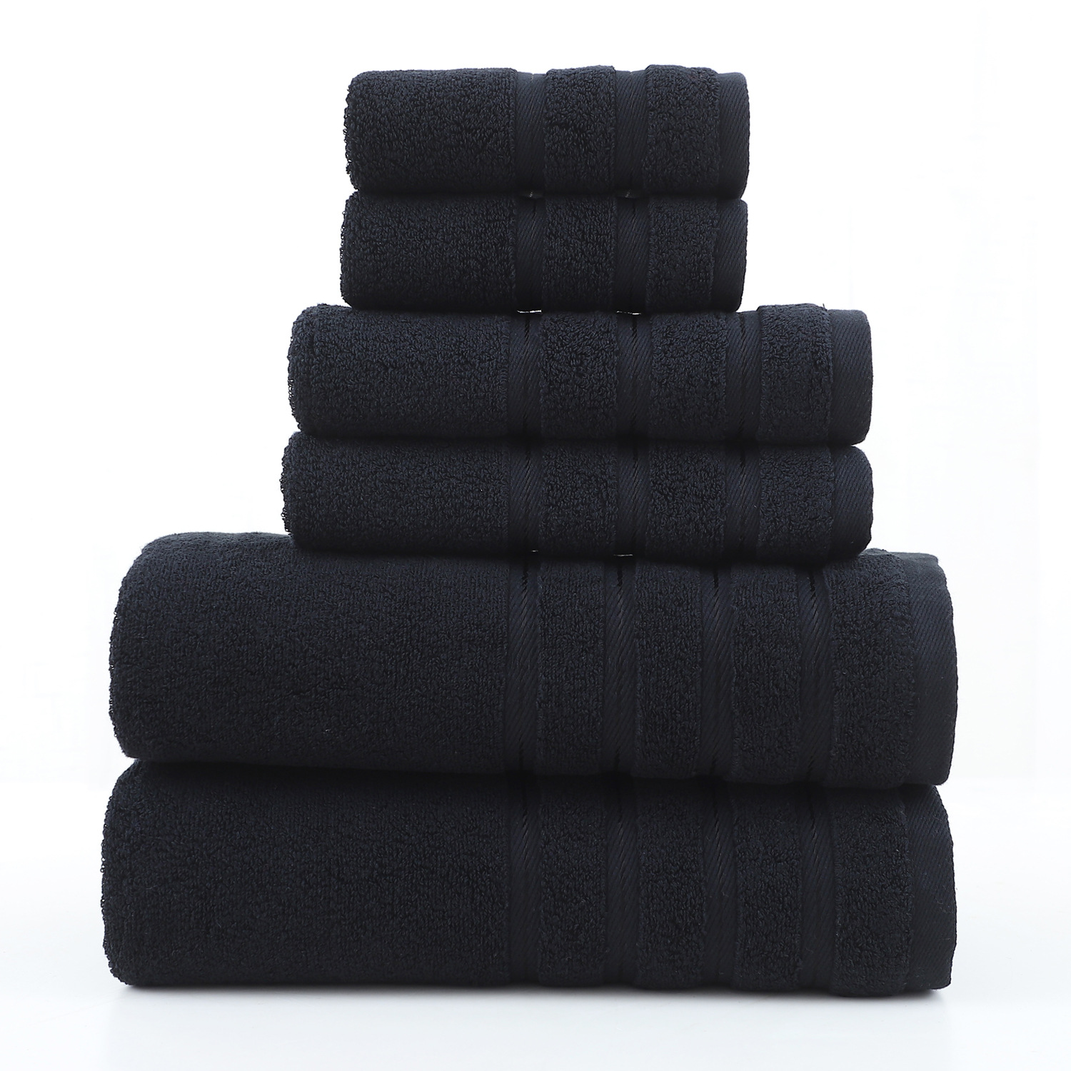 Cotton towel set 6-piece twill weave combed cotton bath and hand towels