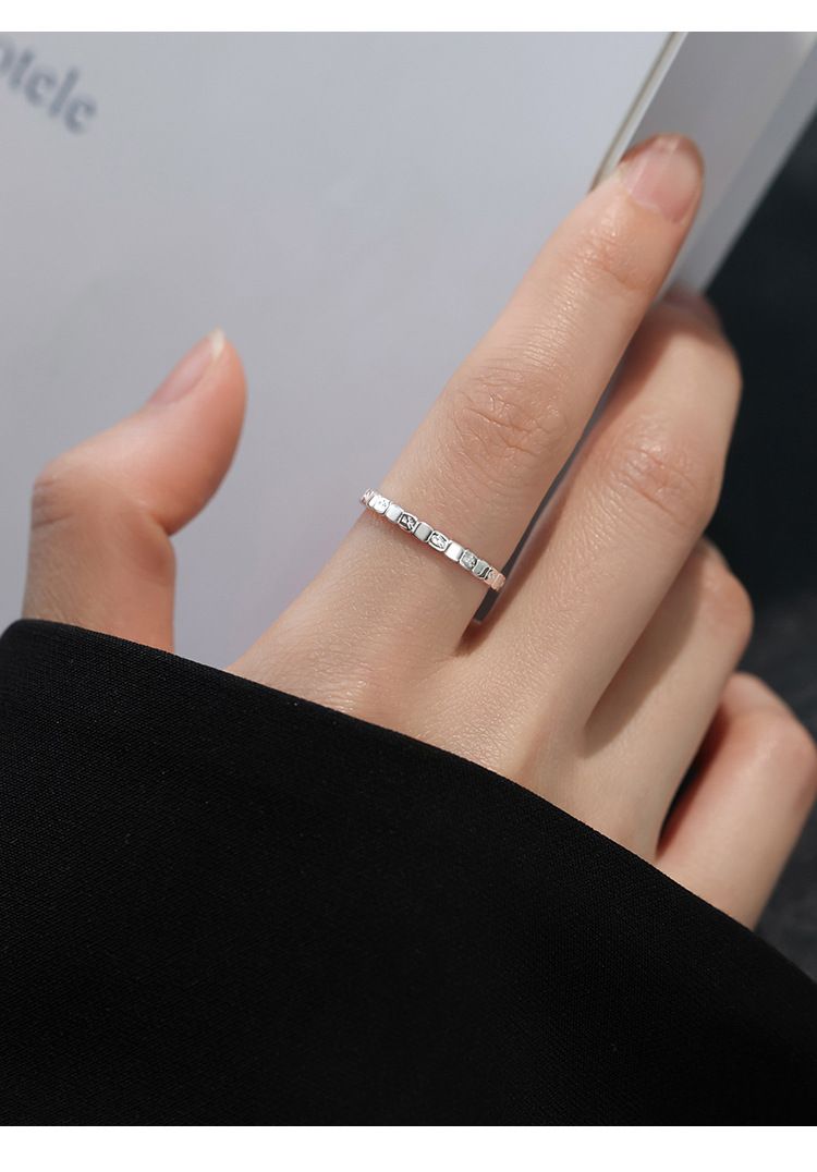 925 sterling silver geometric ring, open design