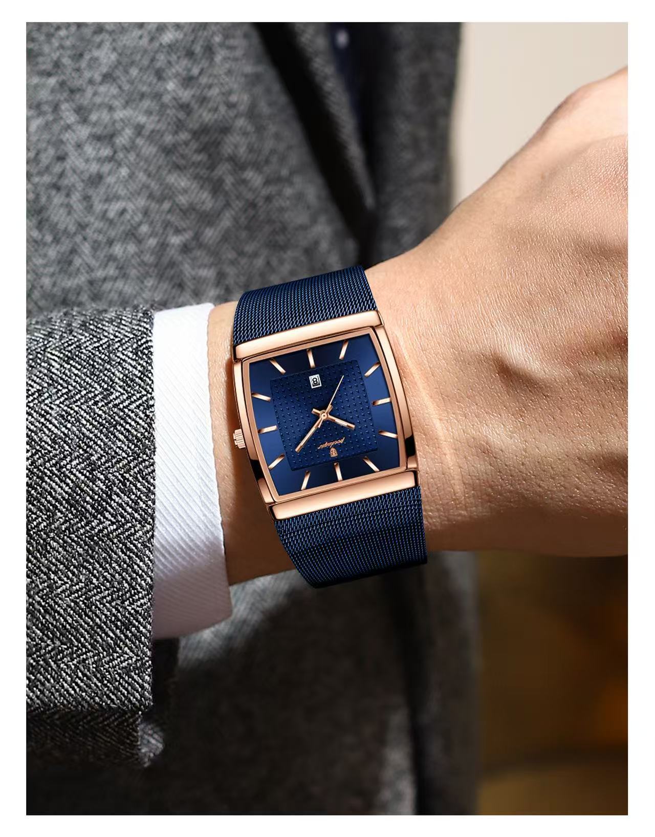 Swiss Men's Quartz Watch, Waterproof, Calendar, Ultra-Thin