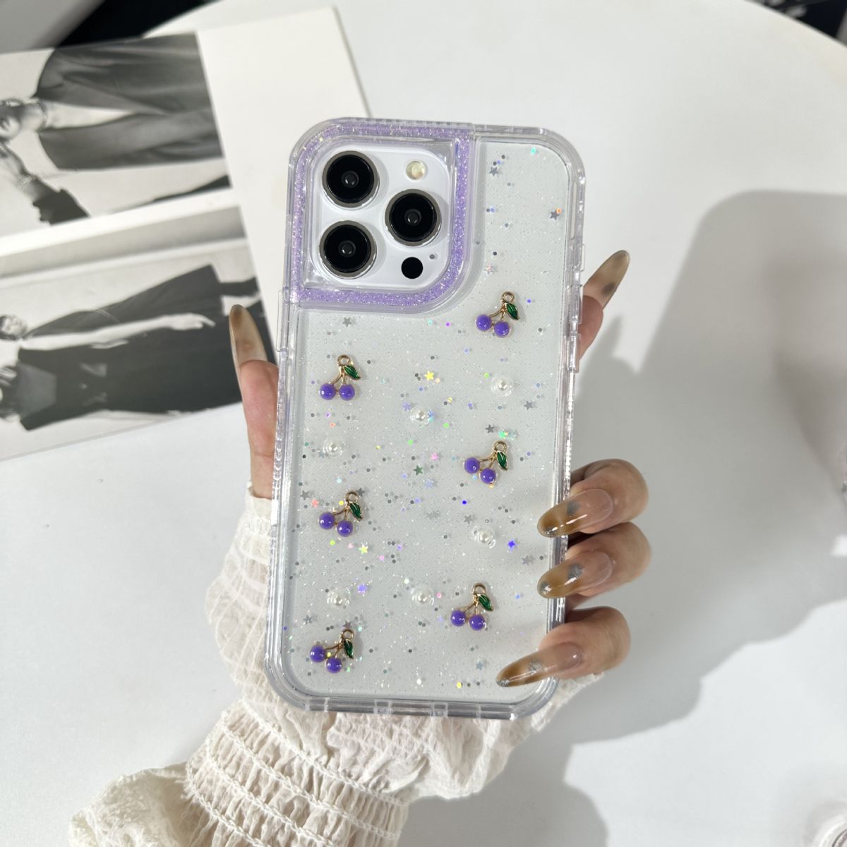 Phone case for ZTE BLADE A35, sweet style, glitter finish