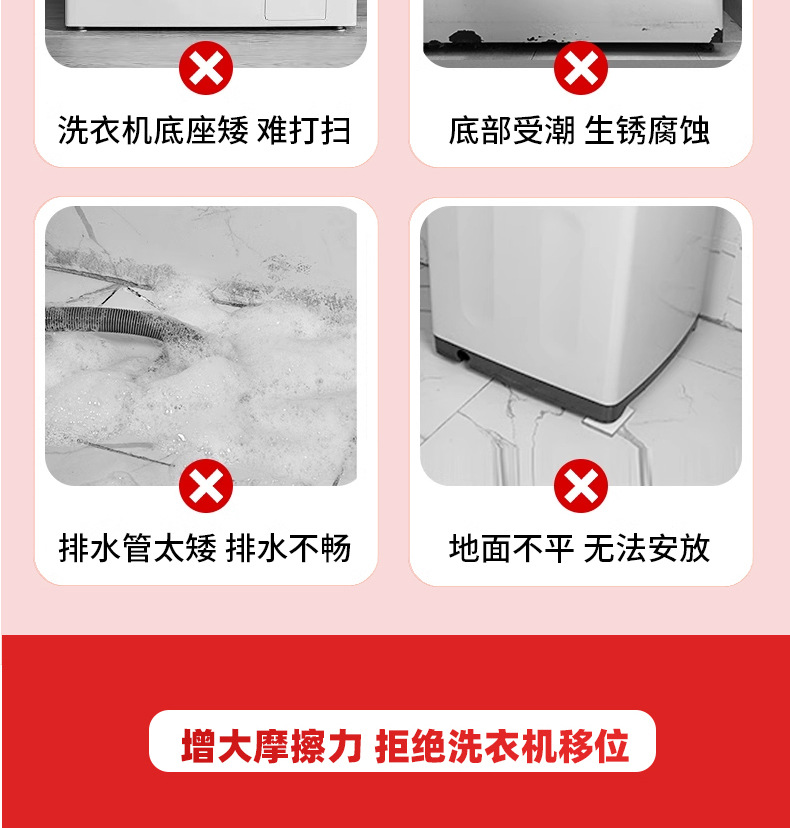 Washing machine feet, anti-slip, vibration absorbing