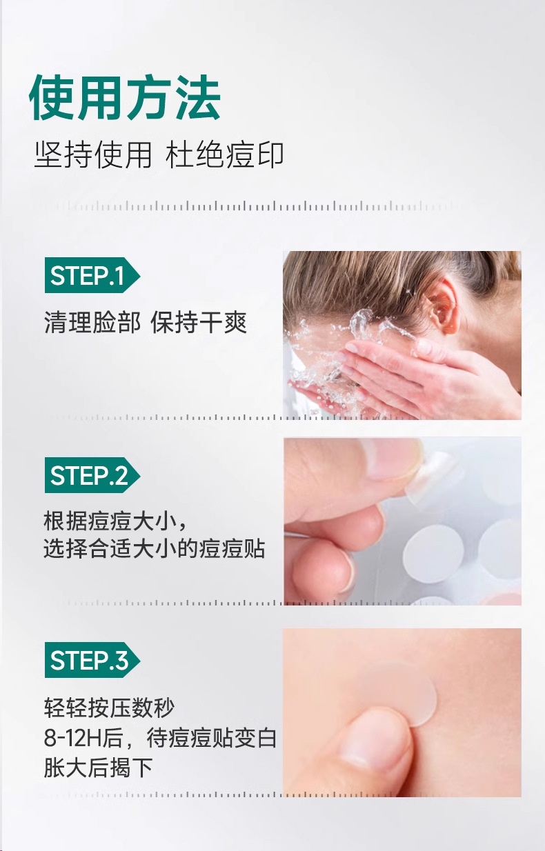 Invisible hydrocolloid acne patches, portable, transparent round