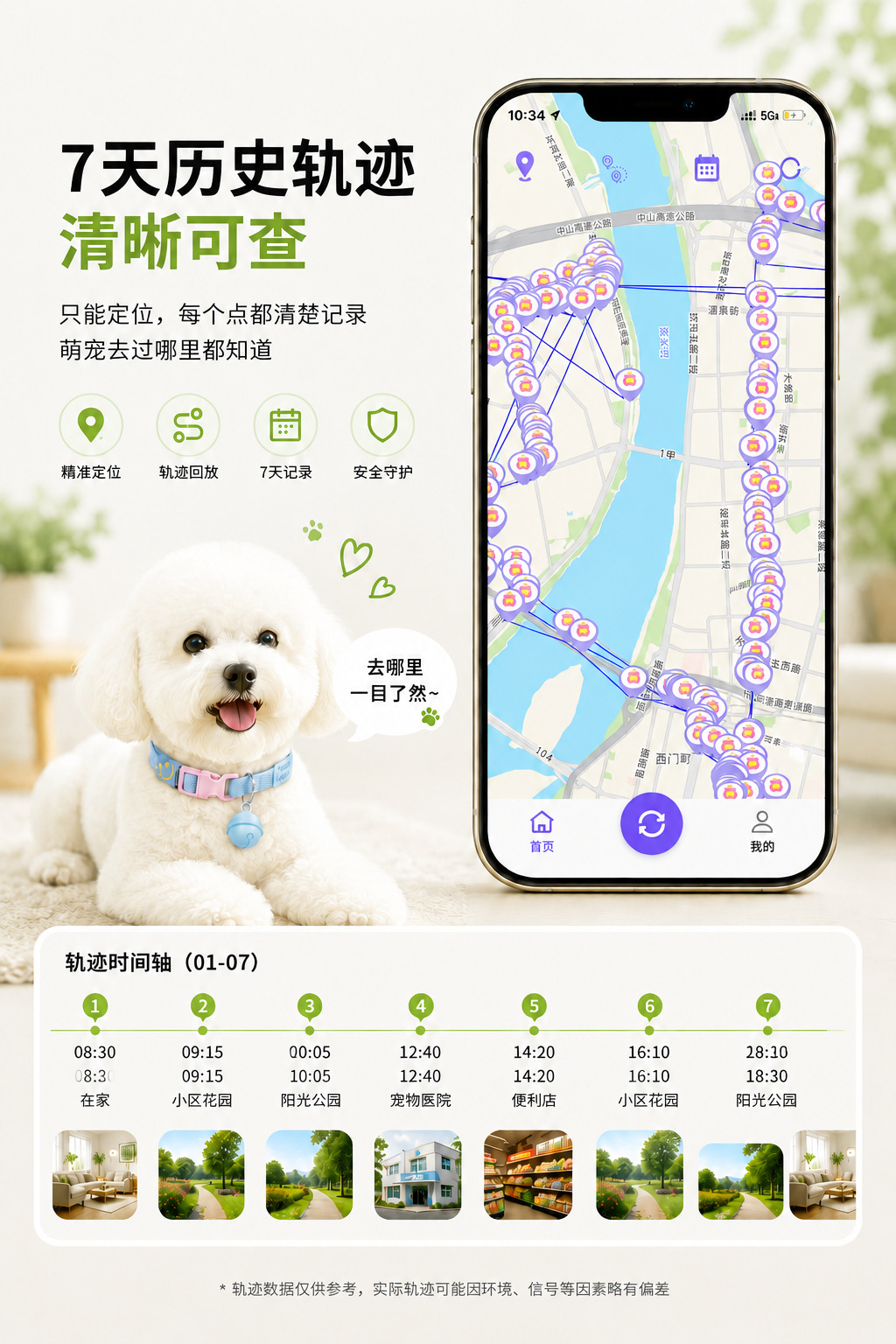 Pet GPS tracking collar, mini size, for cats and dogs