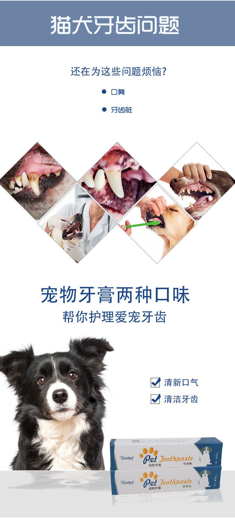 Pet toothpaste edible tartar removal for dogs and cats