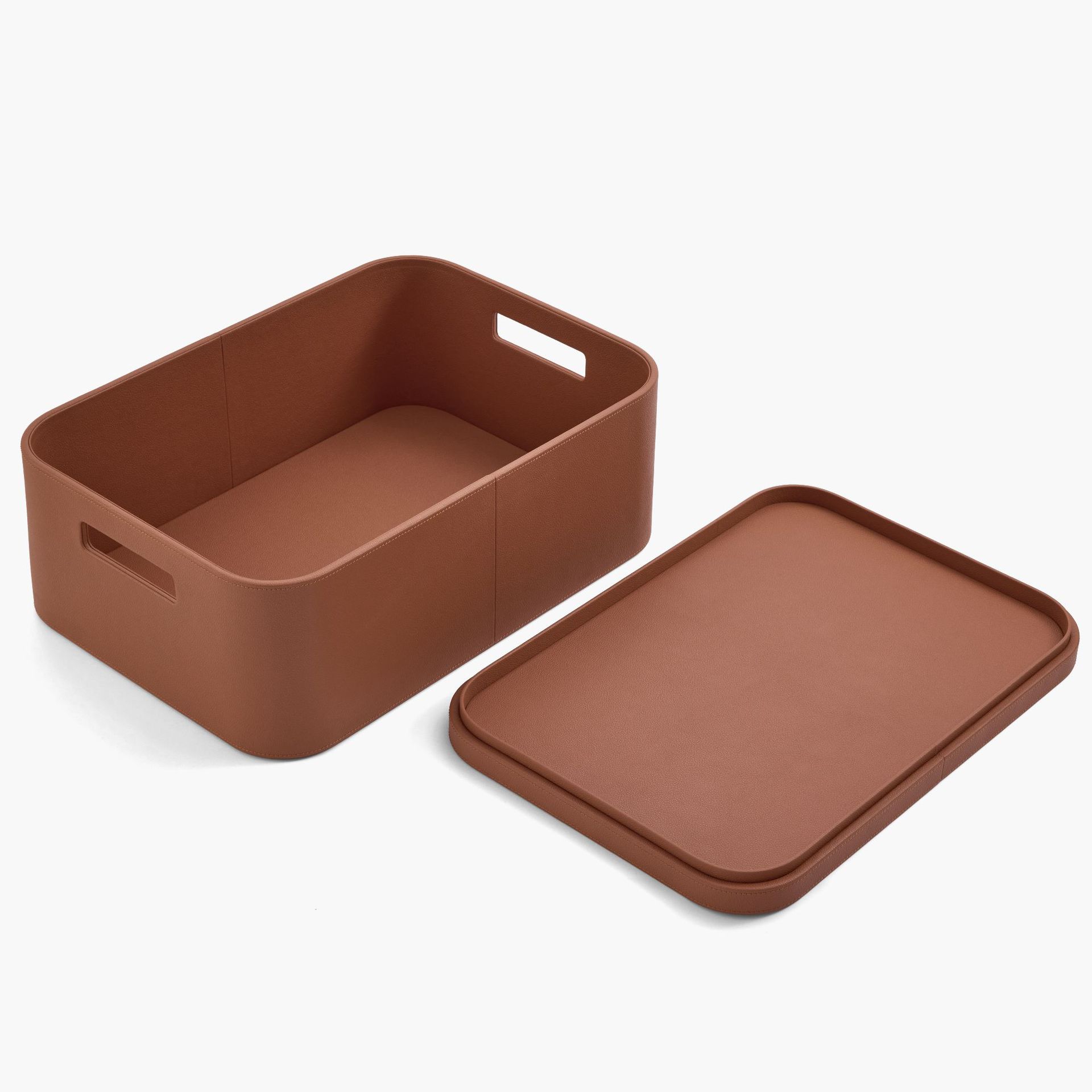 Leder-Aufbewahrungsbox mit Deckel, Hotelqualität