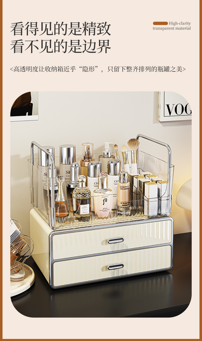 Cosmetics storage box with drawers, dustproof