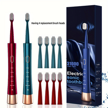 Sonic elektrik diş fırçası, 6 başlık, akıllı, titreşim, yumuşak kıl