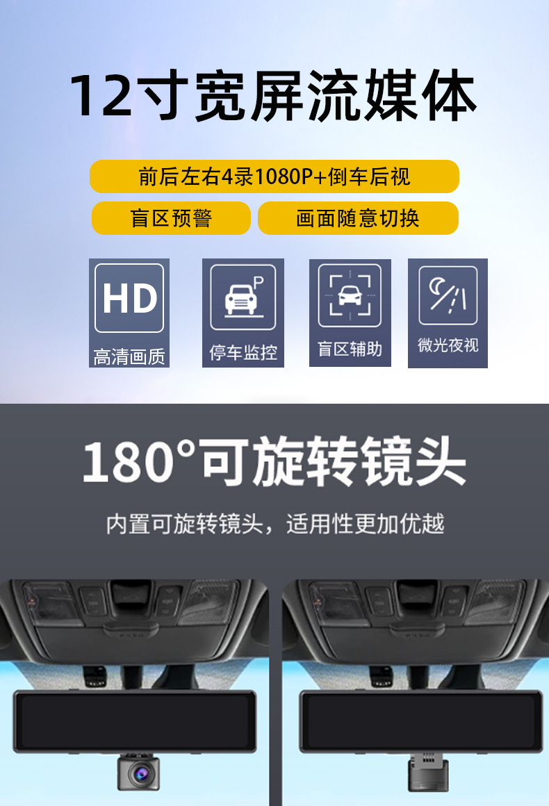 4K Dashcam-DVR mit Parkplatz-Schutz und Rückspiegel