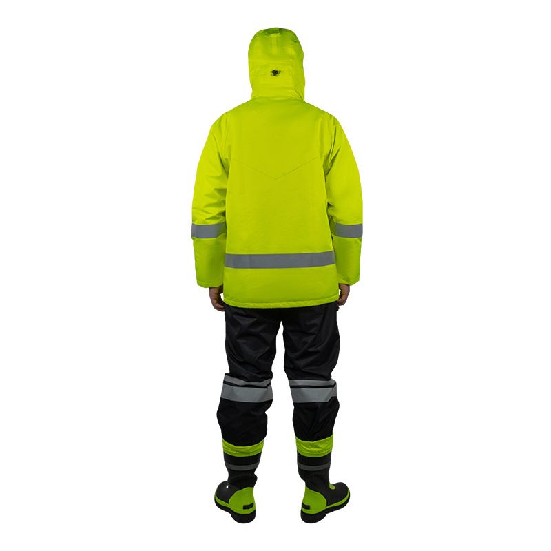 Fluorescent Yellow Reflective Traffic Raincoat Three-Layer