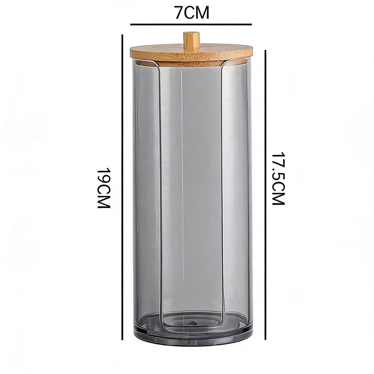Acrylic Cotton Swab Storage Box, Transparent Gray Stackable Cosmetics Organizer