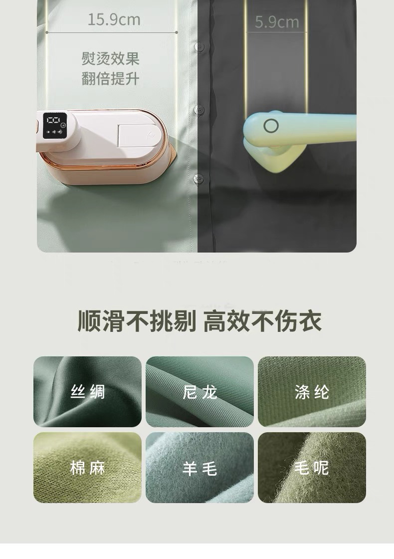 Portable handheld garment steamer, three-level digital display