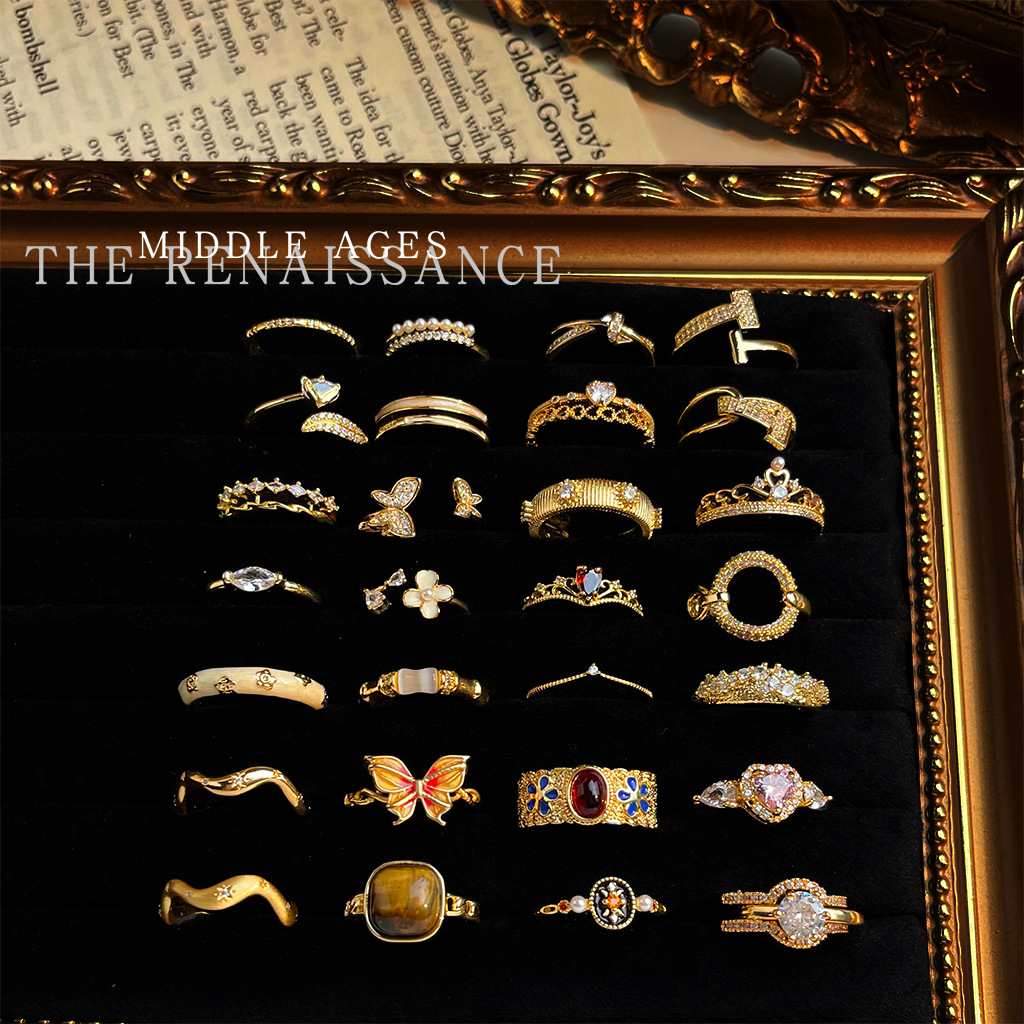 Vintage Emaille-Tropfenglasur Ring Retro Kunststil