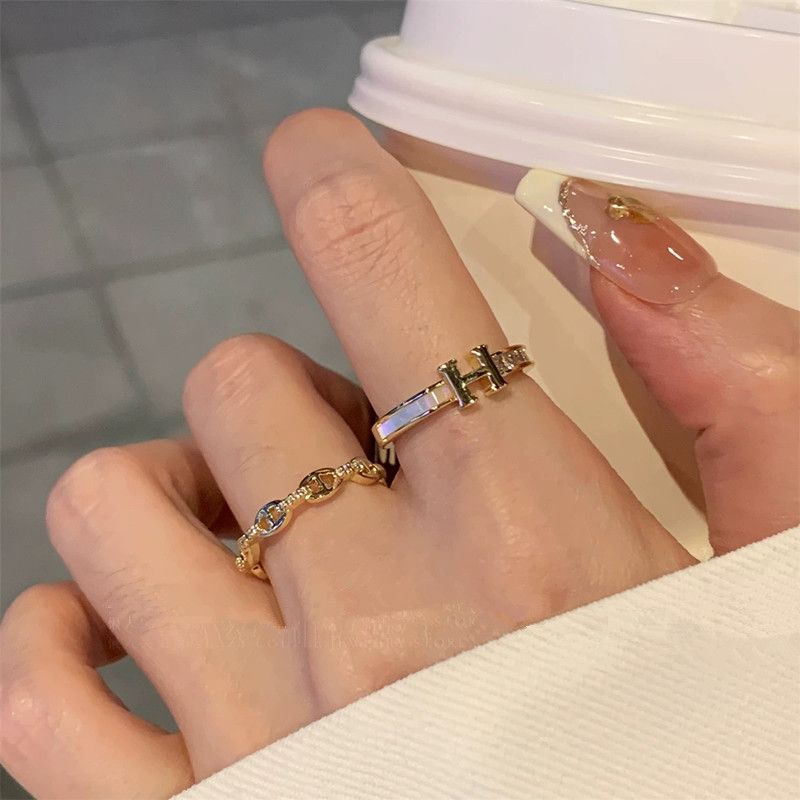 H-letter zircon stackable women's ring