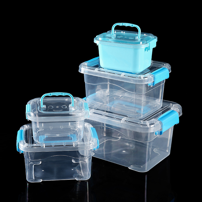 Transparent storage box, thickened plastic, covered design