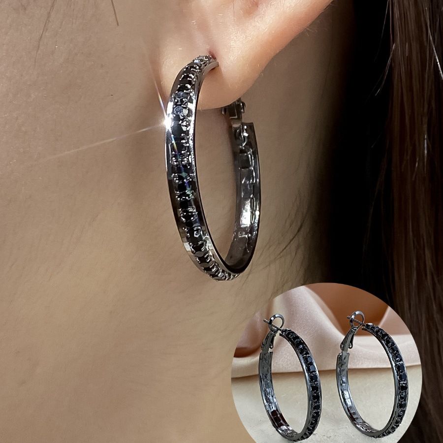 Geometrische Zirkonia-Ohrringe, Damen, leichter Luxus