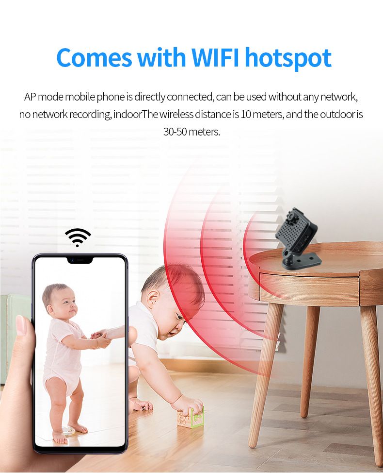 Kablosuz WiFi HD ağ kamerası, gece görüşü, iç ve dış mekan