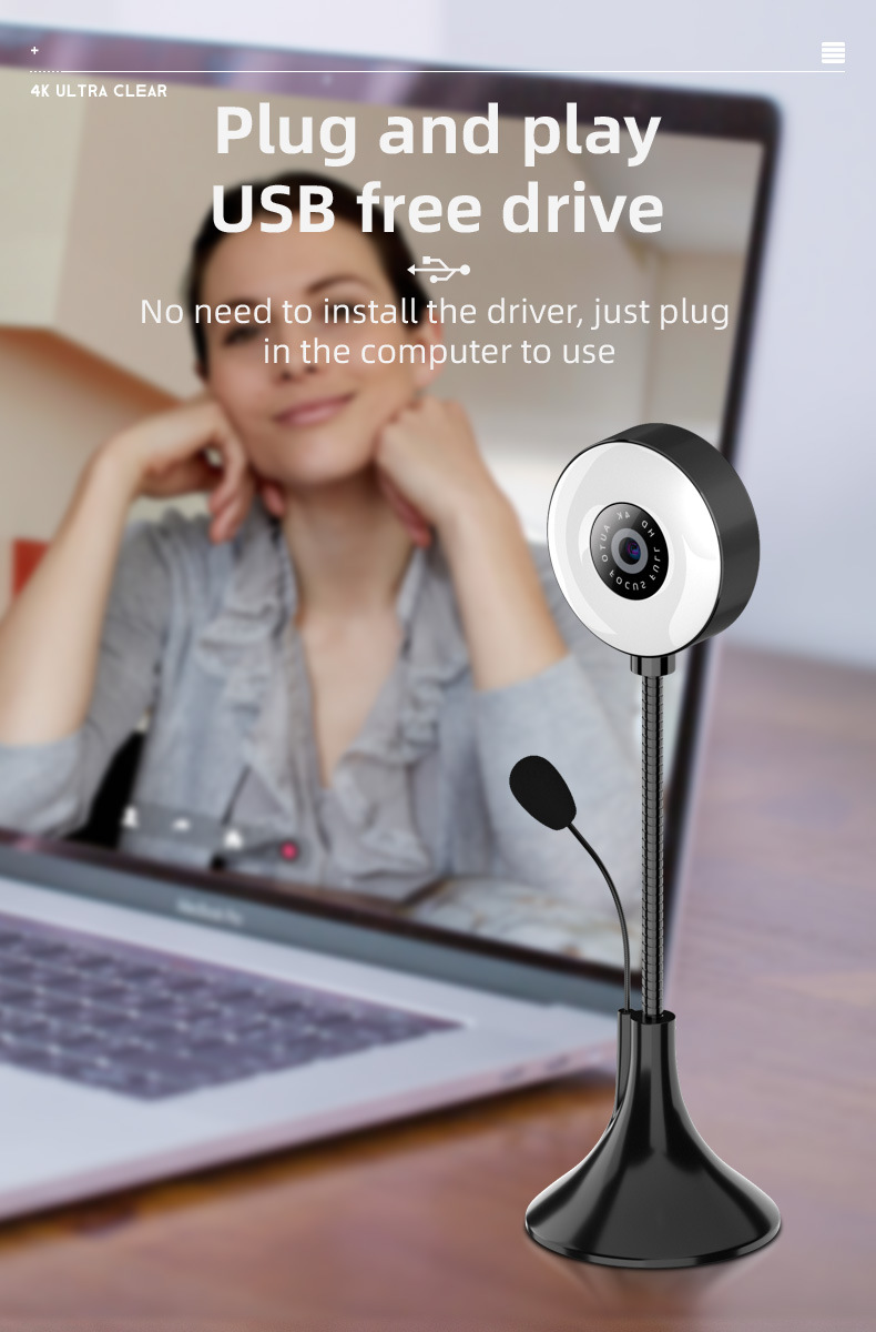 4K auto focus webcam, driver-free