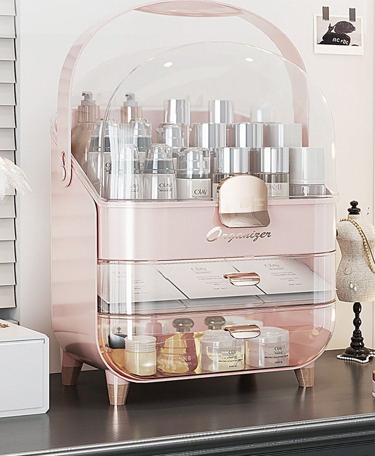 Dust-proof cosmetic storage box, large capacity