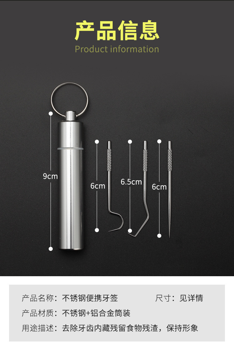 Stainless steel toothpick set for dental care