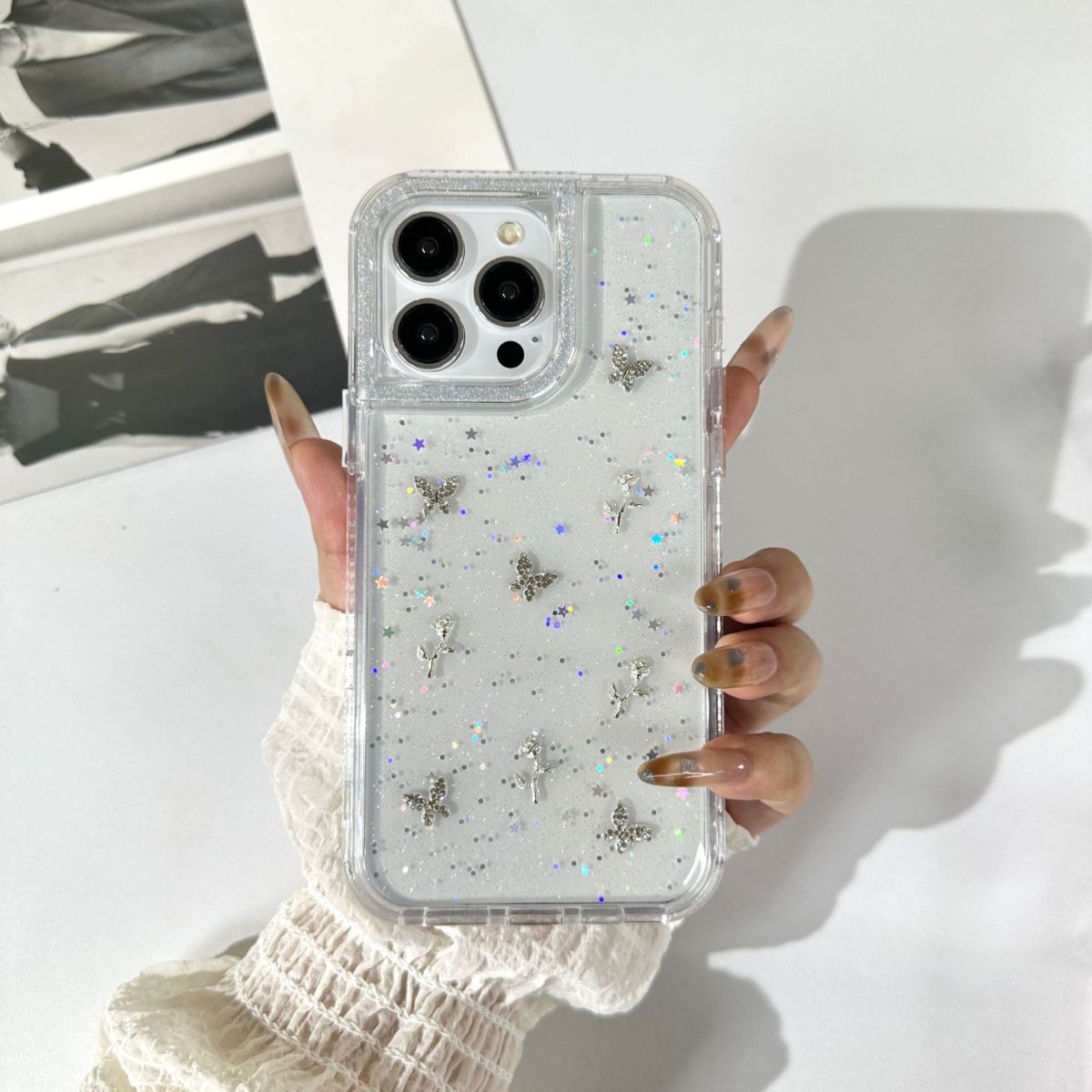Phone case for ZTE BLADE A35, sweet style, glitter finish