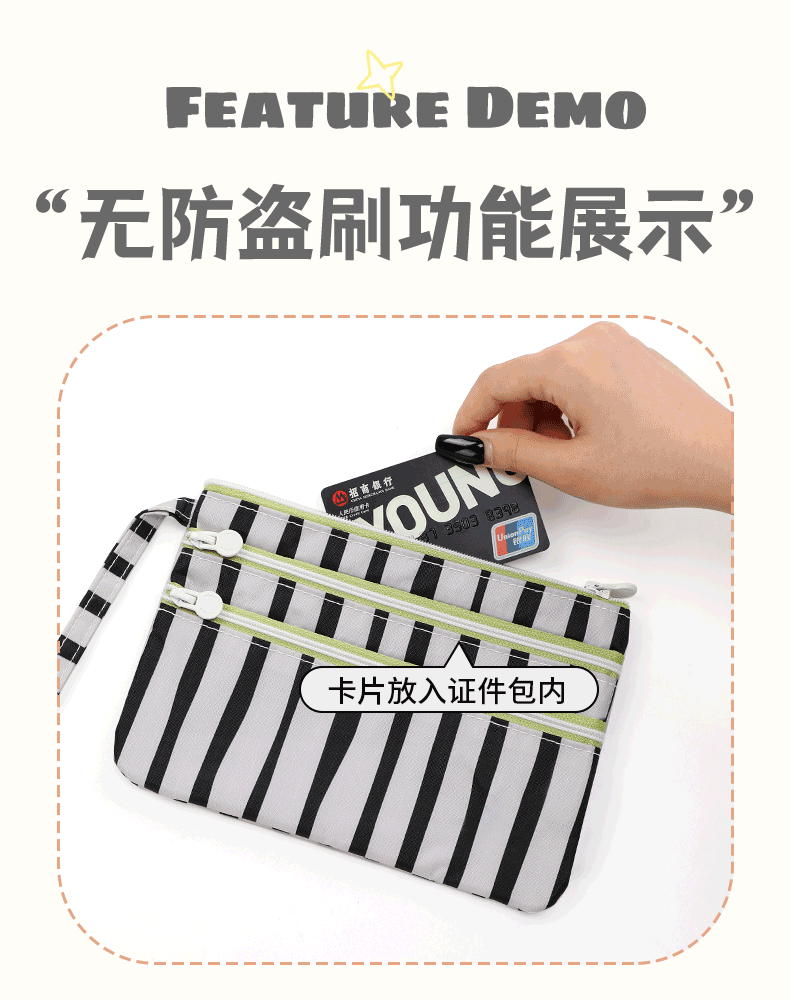 Travel organizer bag with RFID protection, passport and card holder