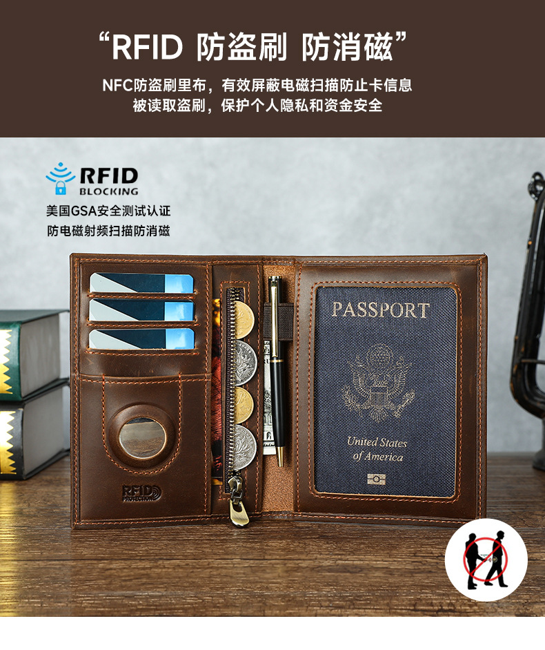 Pasaport Çantası, Deri, RFID Korumalı