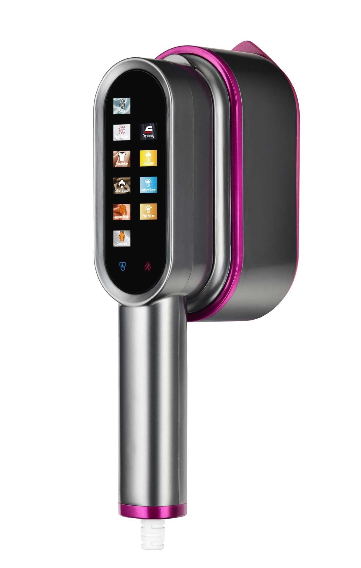 Foldable handheld garment steamer, touch screen, portable