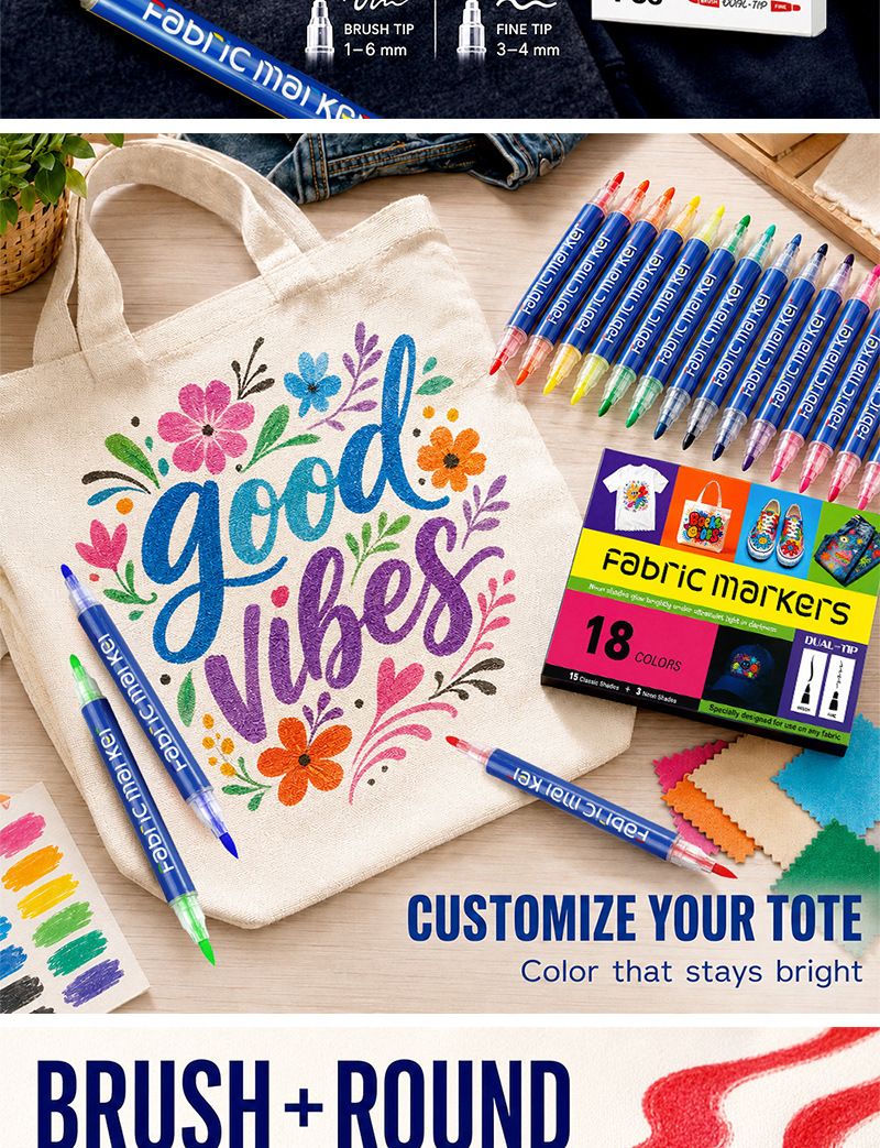 Dual-head fabric pen, UV-resistant, washable