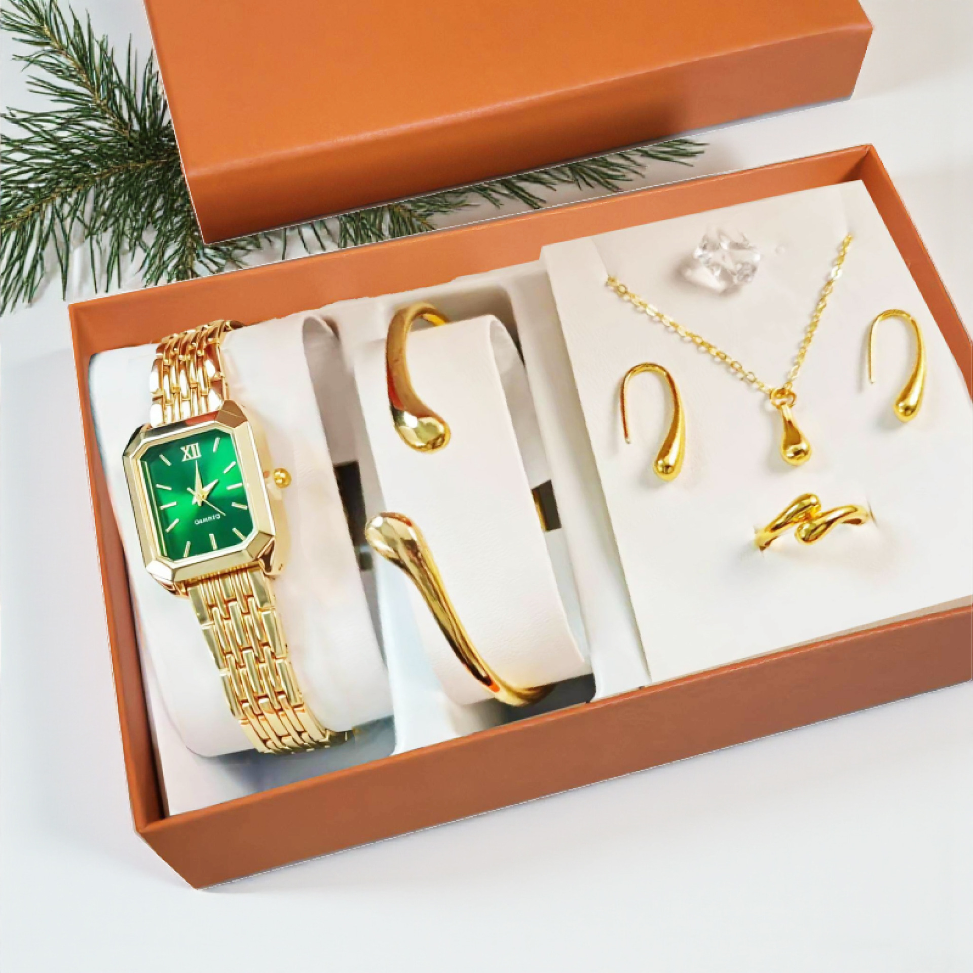 女款时尚手表饰品套装珠宝手链项链腕表女表礼物wristwatch women