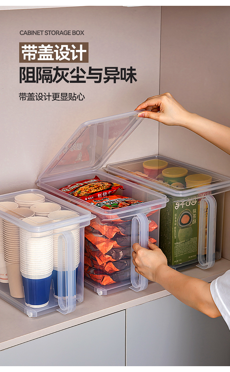Kitchen storage box with wheels and handle