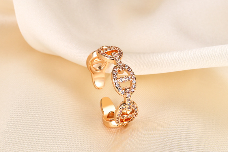 Gold-plated pig nose ring, full diamond set