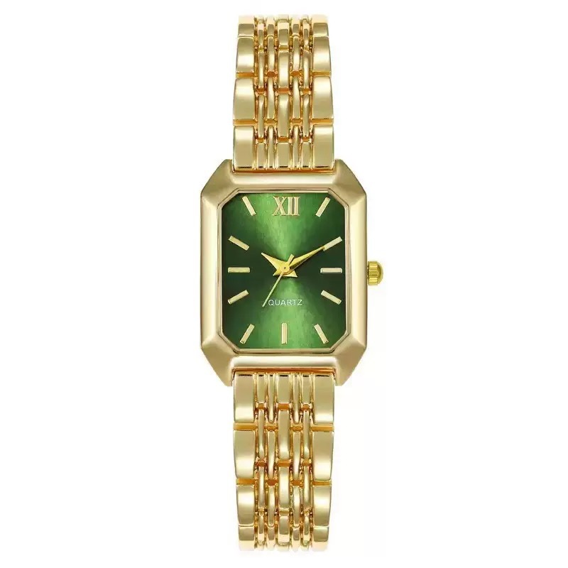 Women's square quartz watch, steel strap, minimalist design