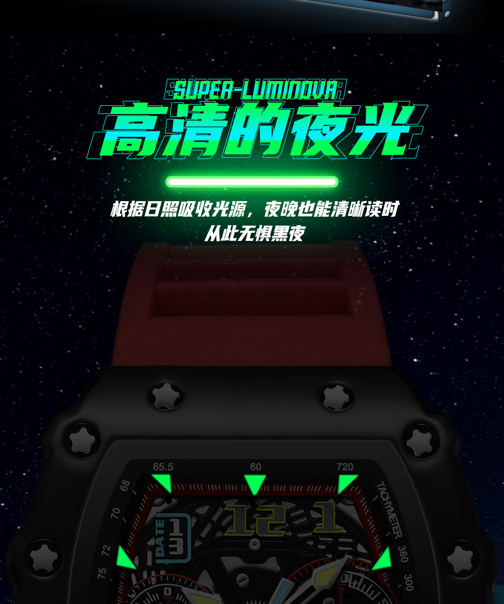 Mechanical men's watch with luminous calendar