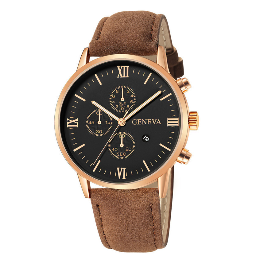 Men's wristwatch with steel band, calendar and chronograph, quartz movement