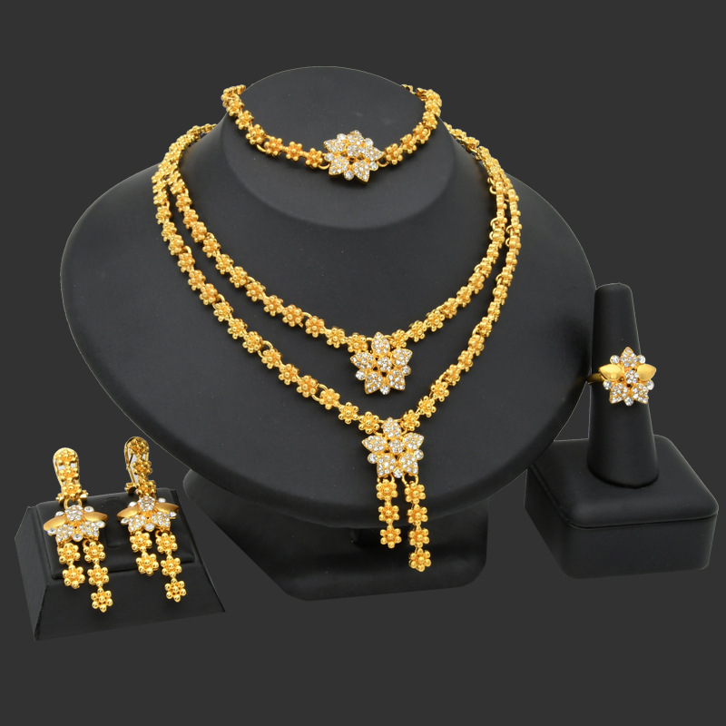 Dubai Brautschmuckset, 24K vergoldet, vierteilig